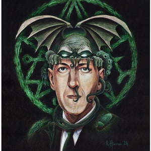 H.P Lovecraft e Cthulhu [ Stampa 50 cm x 40 cm ]
