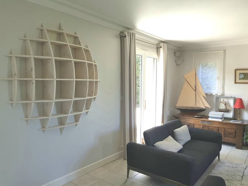 Diam 160cm Bibliothèque en Demisphère en bois massif faite Etsy