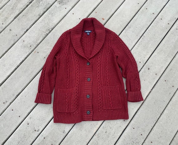 Vintage Maroon Chunky Knit Cardigan || Vintage 90’