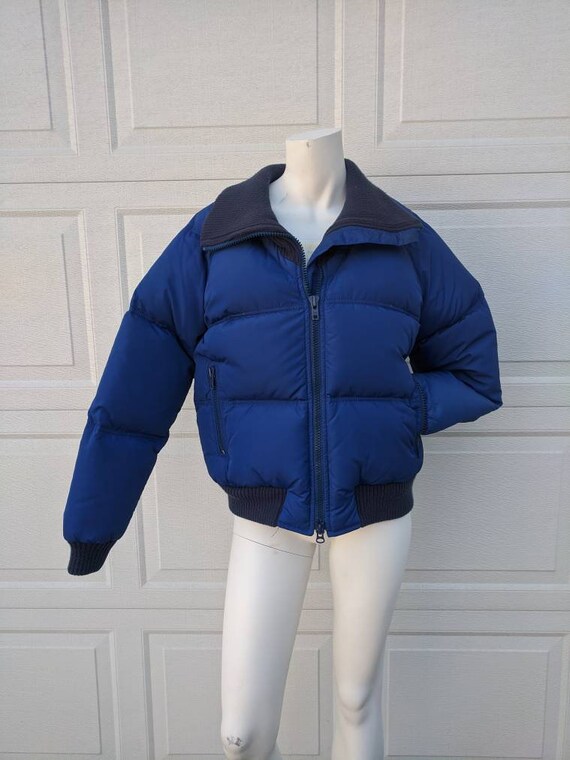 Vintage 1980's Blue Cropped Puffer Jacket || Vinta