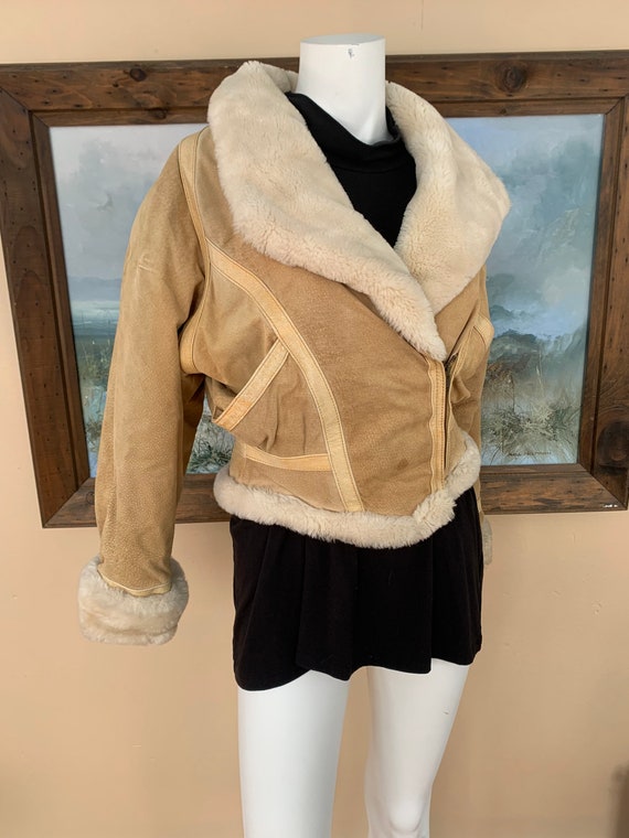 Vintage 1980's Suede Cropped Moto Jacket || 90's … - image 2