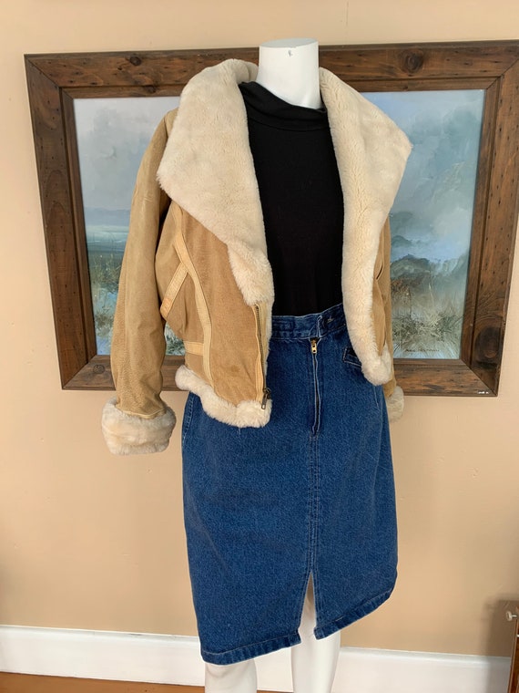 Vintage 1980's Suede Cropped Moto Jacket || 90's … - image 6