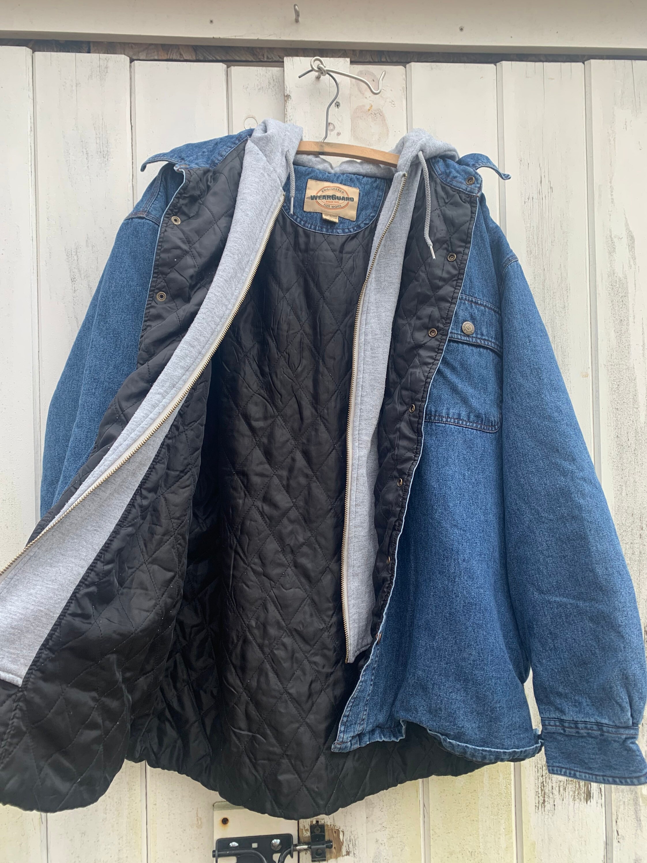 Vintage Hoodie Lined Denim Jacket XL - Etsy