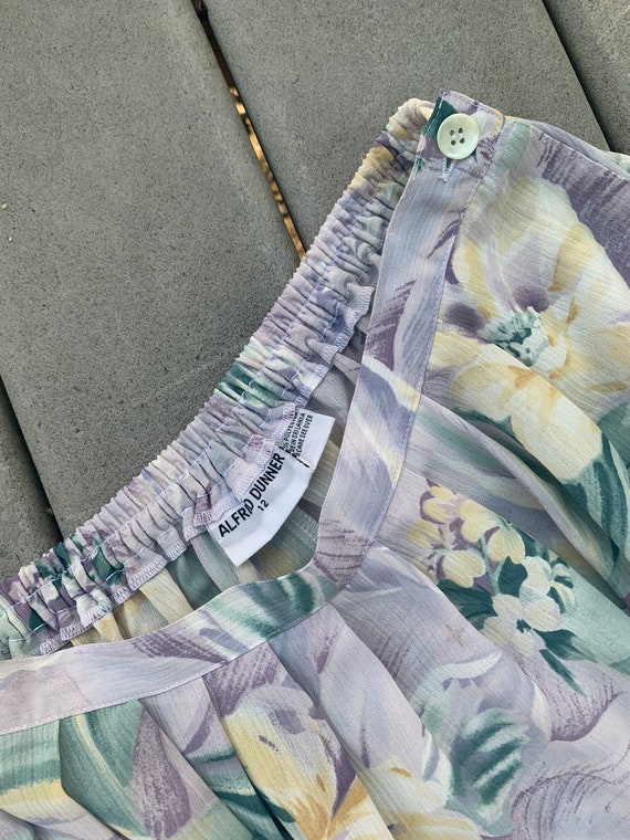 Vintage 90’s Floral A-Line Midi Skirt, M - image 5