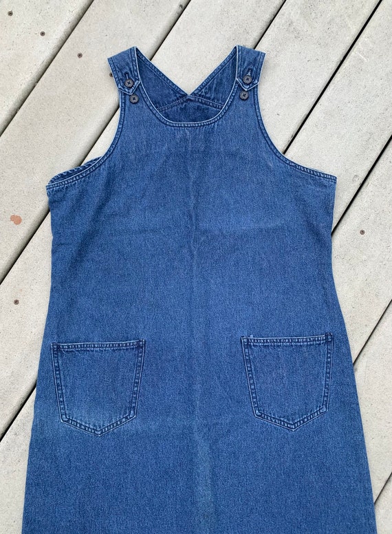 Vintage 90s Denim Patch Pocket Large Sleevelss Maxi Dress