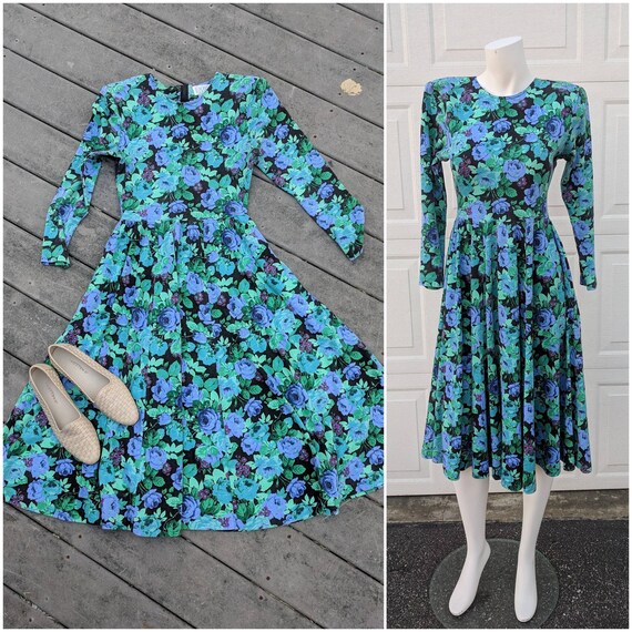 teal floral midi dress