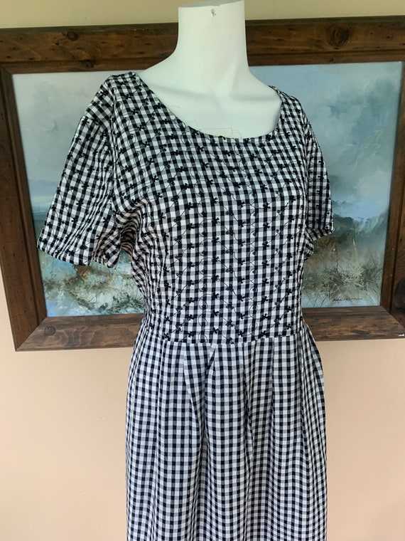 Vintage 90's Black & White Gingham Babydoll Maxi … - image 2