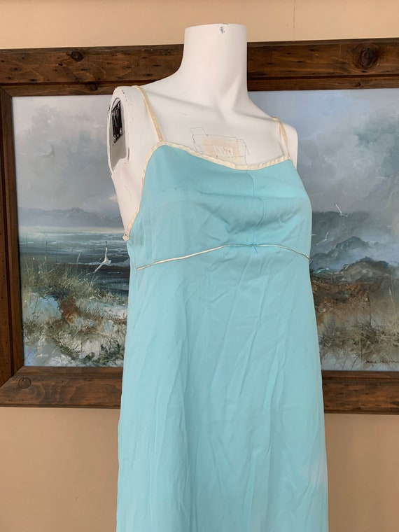 Vintage 1970’s Baby Blue Empire Waist Maxi Dress … - image 2