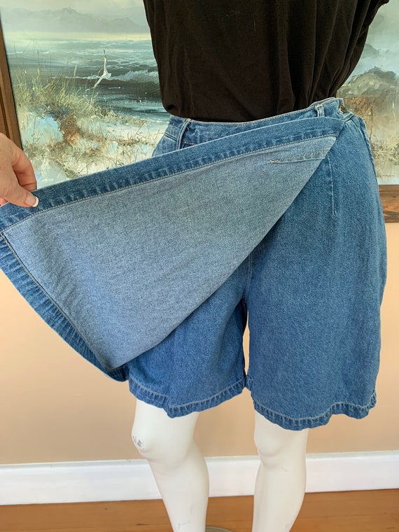 Vintage 90’s Denim Skort Shorts w Pockets, 27” - image 5