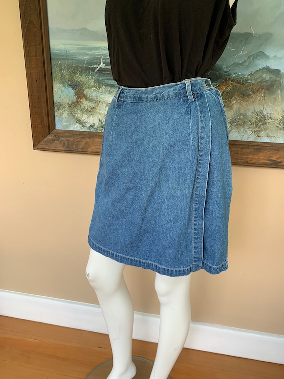 Vintage 90’s Denim Skort Shorts w Pockets, 27” - image 3