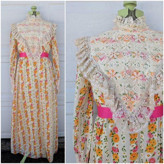 Vintage 1970's Floral Gunne Sax Dress || VTG 70's… - image 1