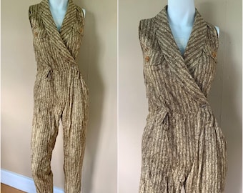 Vintage 90’s Sleeveless Wrap Style Jumpsuit | Preppy Pants Romper/ Jumper, XS