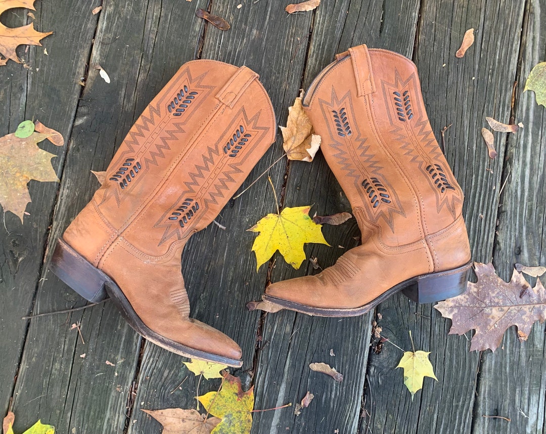 Women's Cowboy Boots Brown Leather Classic Western Style