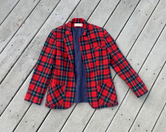 Vintage Red Plaid Pendleton Blazer || Vintage 90’s