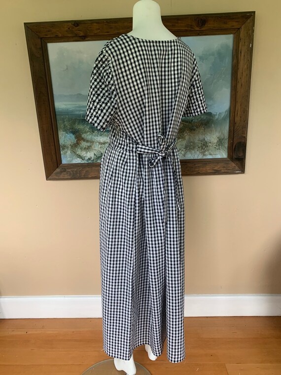 Vintage 90's Black & White Gingham Babydoll Maxi … - image 4