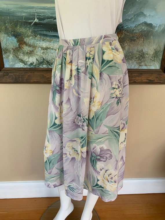 Vintage 90’s Floral A-Line Midi Skirt, M - image 2