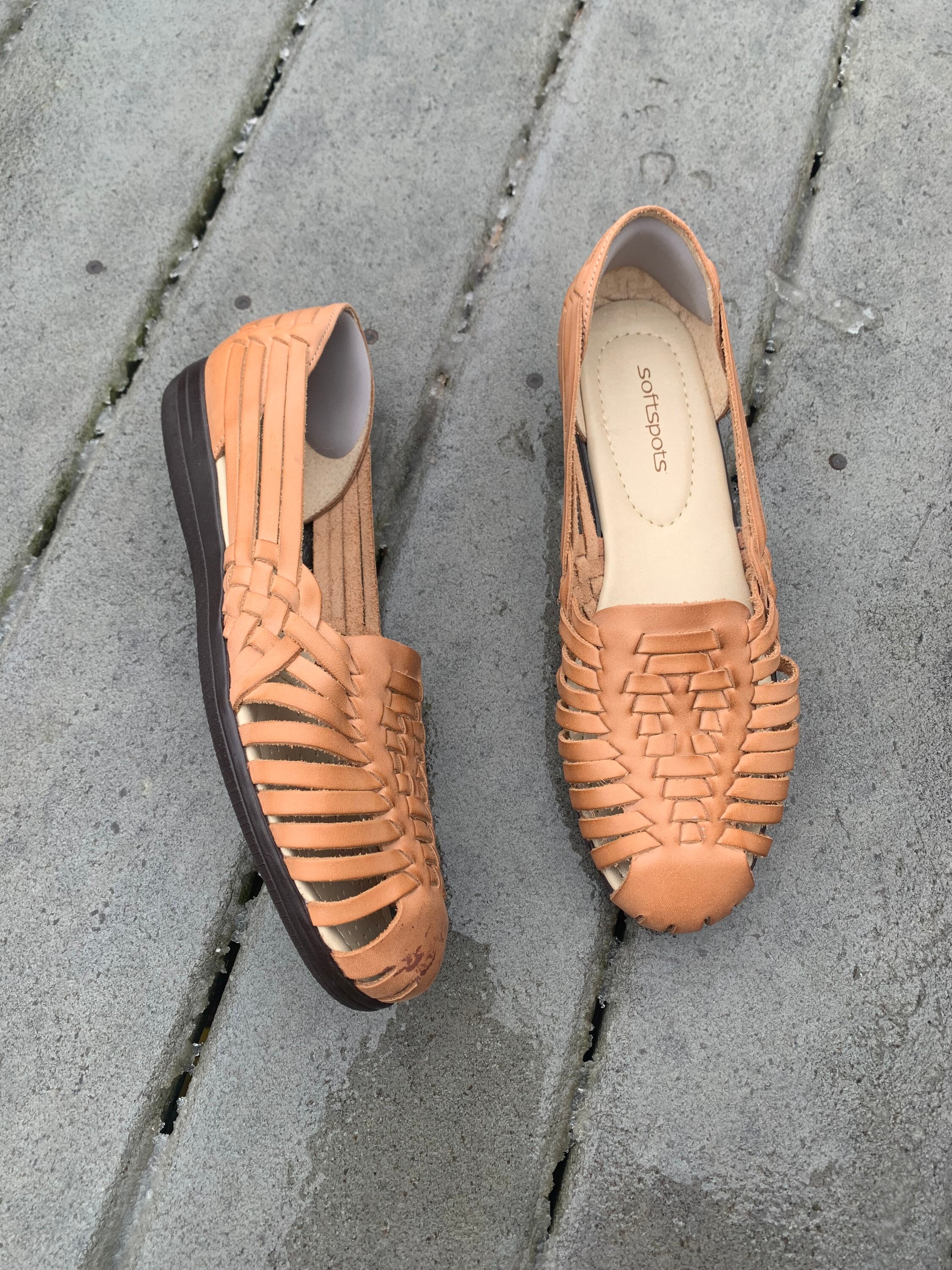 Vintage Brown Huaraches Tan Woven Leather Slip on Sandals 8.5 9