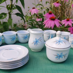 Tea Coffee set porcelain Kahla GDR blue flowers