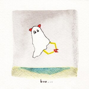 Boo Emotional Art | Printable Art | Digital Download | Kids Wall Art | Colorful Ghost Illustration