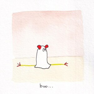 Boo Emotional Art | Printable Art | Digital Download | Kids Wall Art | Colorful Ghost Illustration
