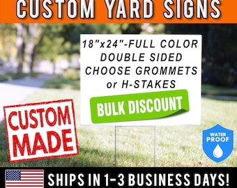Custom Business Yard Signs - Bulk Yard Signs - Custom Yard Signs with stand - Upload Image - FAST TURNAROUND - 18"x24"