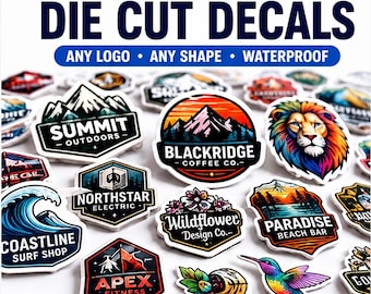 Custom Full Color Die Cut Logo Decals | Business Stickers | Waterproof Vinyl Stickers | Custom Logo Decals | Branding Labels | Promo Decals