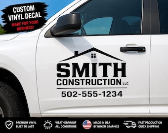 Custom Business Logo Decal | Truck Door Lettering | Company Vehicle Vinyl Decal | Contractor Logo Sticker | Custom Text Decal