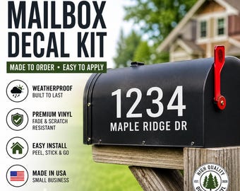 Custom Mailbox Address Decal | Modern House Numbers | Mailbox Number Sticker | Outdoor Vinyl Address | Reflective Option | Farmhouse Mailbox