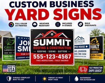 Custom Business Yard Signs with Stakes | 18x24 Corrugated Plastic Signs | Real Estate, Contractor, Political, Event & Advertising Signs