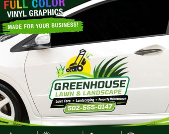 Custom Lawn Care Truck Decal, Landscaping Business Logo Sticker, Full Color Vinyl Graphics for Trucks and Trailers