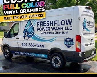Custom Pressure Washing Truck & Trailer Decal, Personalized Power Washing Business Logo, Full Color Vinyl Graphics