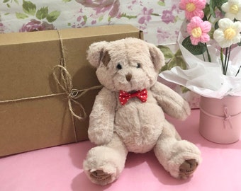 Hug In A Box Gift PERSONALISED Gift Tag Romantic Cute Teddy Bear Wearing Bow Thoughtful Gift Any Occasion Romantic Gift I Love You Patches