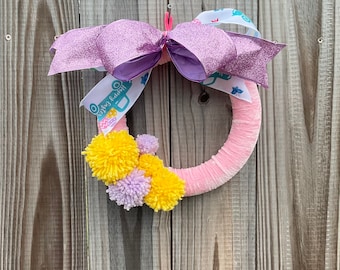 Small Easter Wreath, Pink Spring Wreath, Pastel Spring Wreath, Pink Yarn Wreath