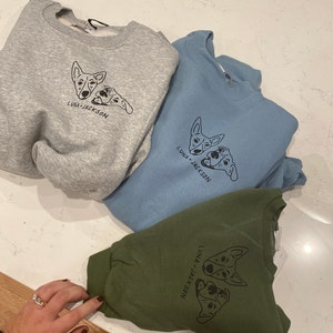 Custom Pet Sweatshirt//Custom Dog Sweatshirt//Baby Shower Gift//Pet Portrait Sweatshirt//New Mom Mama to Be Gift//Baby Holiday Gift Idea image 7