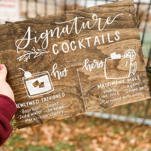 Wood Signature Drink Sign Wood Signature Cocktails Sign - Etsy