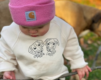 Custom Pet Sweatshirt//Custom Dog Sweatshirt//Baby Shower Gift//Pet Portrait Sweatshirt//New Mom Mama to Be Gift//Baby Holiday Gift Idea
