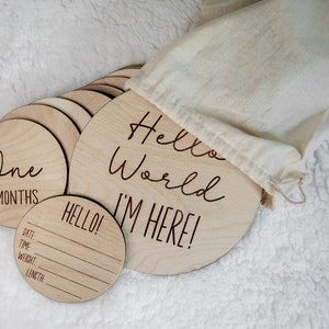 Baby Milestone Marker Discs, Birth Announcement, Hospital photo, Baby Name Boho, Newborn Stats, Baby First Year, Baby Shower Gifts