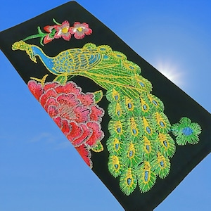 Vietnamese Handcrafted Embroidered Long Wallet Purse Peacock