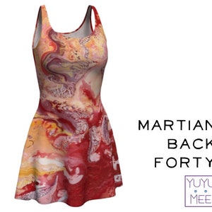 Flare Dress, Rave Dress, Psychedelic, Poured Paint Art, &quot;Martian Back Forty&quot;