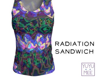 Tank-Top, lang, Damen, Yoga, Fitness, TRIPPY METALLIC PATTERN, "Strahlung Sandwich"