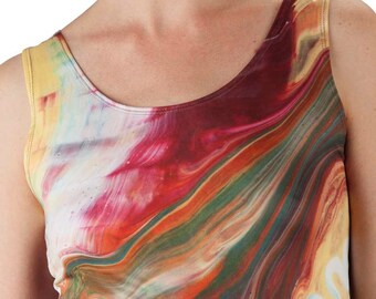 Tank Top, Long, Women's, Yoga, Fitness, "WOBBLE RIBBONS"