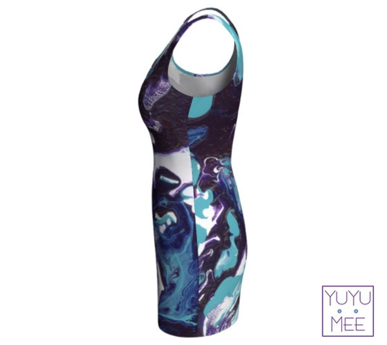 Rave Purpquoise Bodycon Dress Psychedelic Art Festival