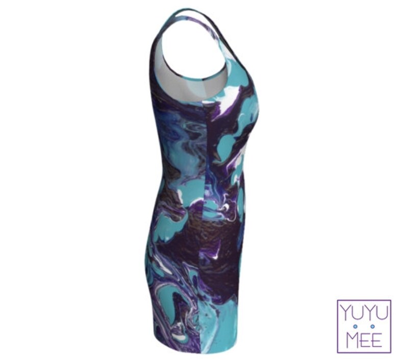 Rave Purpquoise Bodycon Dress Psychedelic Art Festival