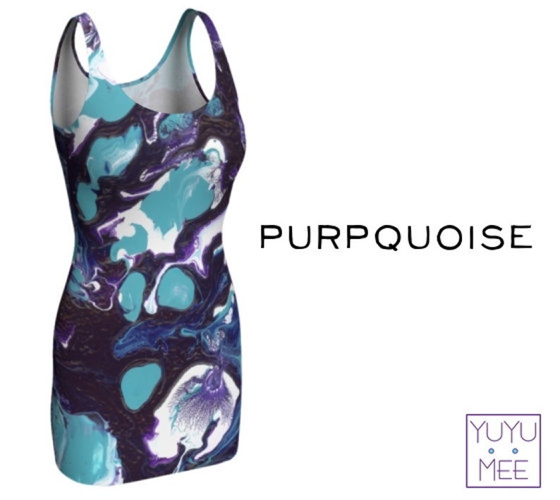 Rave Purpquoise Bodycon Dress Psychedelic Art Festival