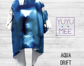 Aqua Drift Draped Kimono Wrap