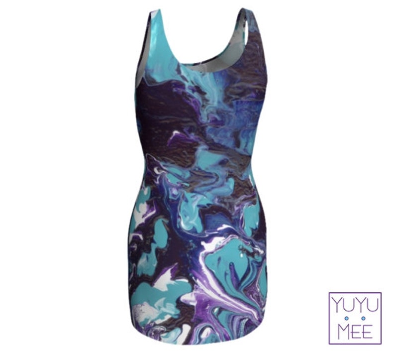 Rave Purpquoise Bodycon Dress Psychedelic Art Festival