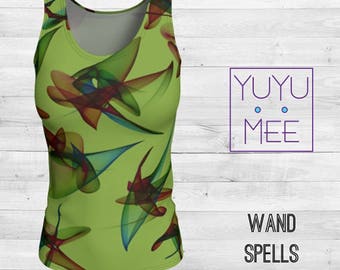 Women's Yoga Tank Top Loose or Fitted, "WAND SPELLS"