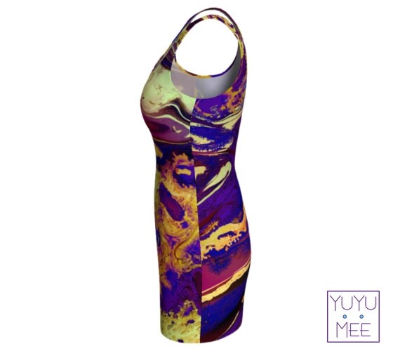 Psychedelic Blue Optical illusion Bodycon Dress