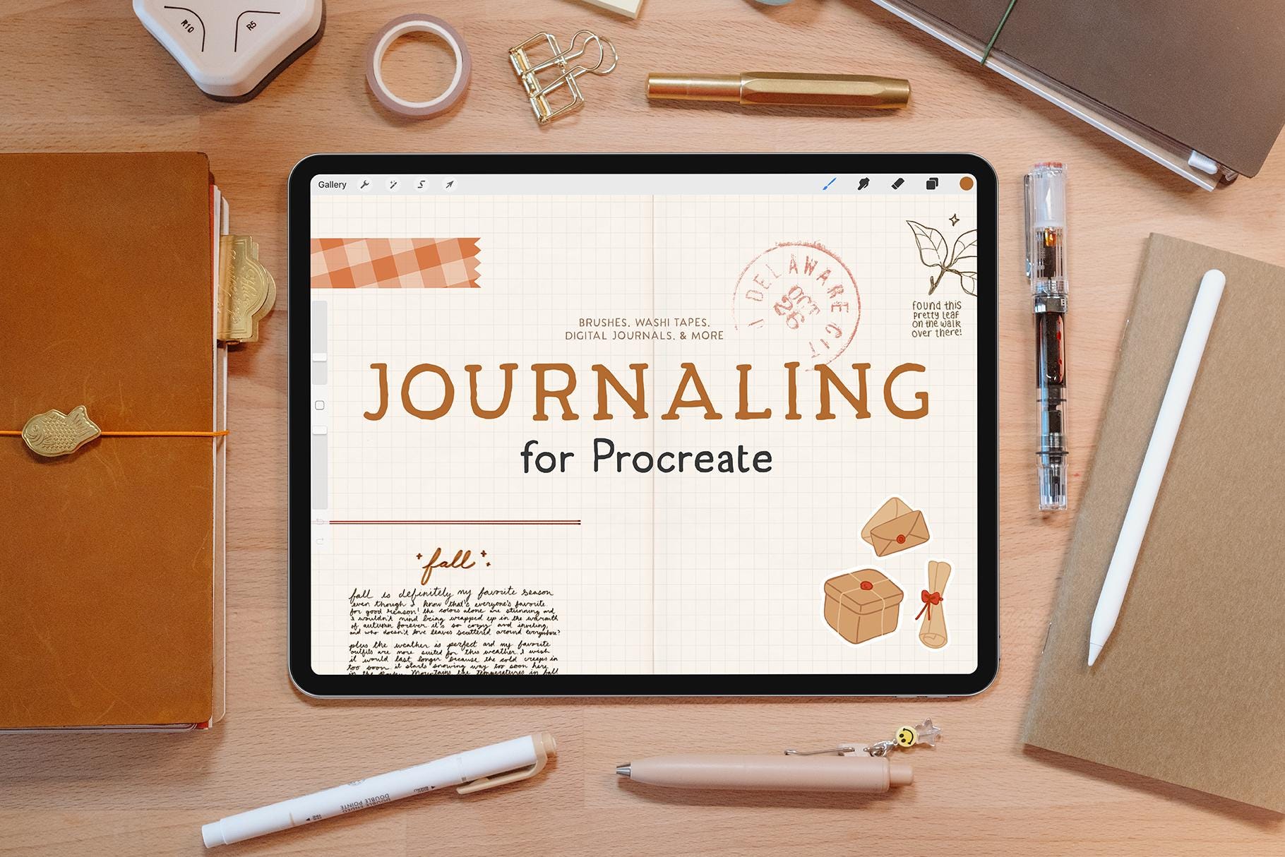 Journaling Kit for Procreate – Realistic Brushes, Stamps, Washi Tapes & Templates