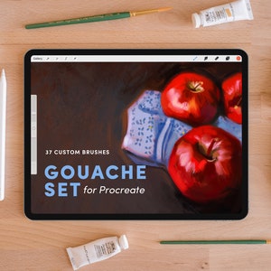 Juego de gouache: pinceles para Procreate